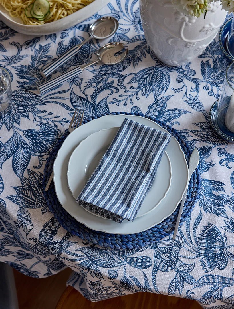 SAMARA STRIPE DARK BLUE NAPKIN SET/4 - Pure Apotheca