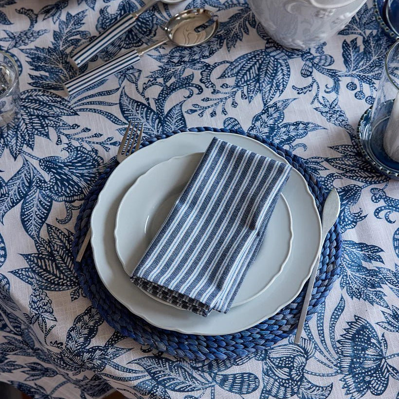 SAMARA STRIPE DARK BLUE NAPKIN SET/4 - Pure Apotheca