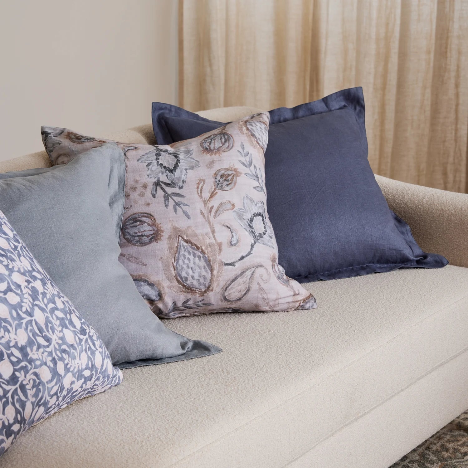 SAMSON BEIGE / BLUE CUSHION 55CM - Pure Apotheca