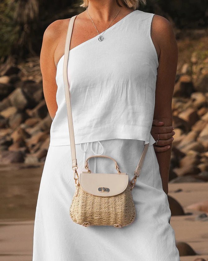 Sandy Raffia Crossbody Bag Vanilla - Pure Apotheca