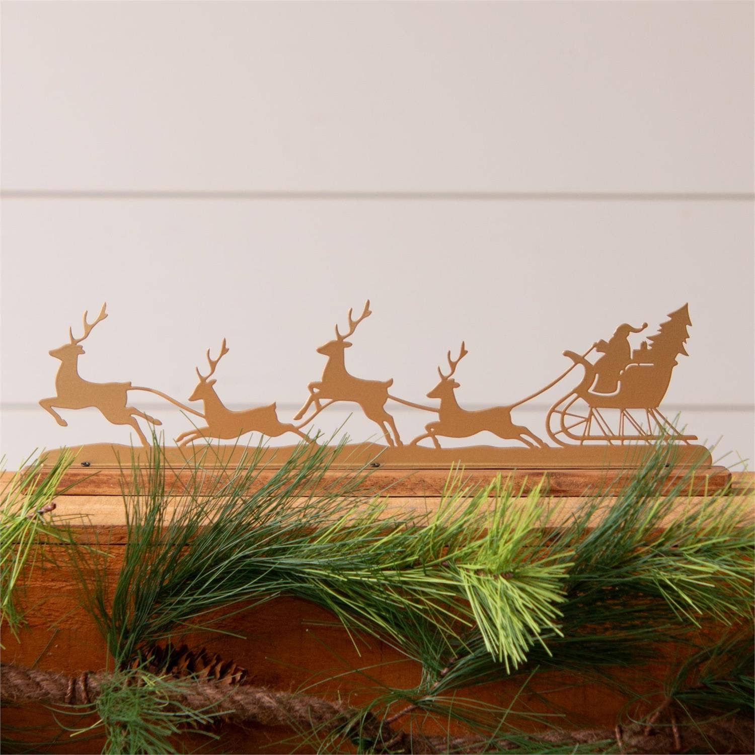 Santa And Reindeer Gold Silhouette - Pure Apotheca
