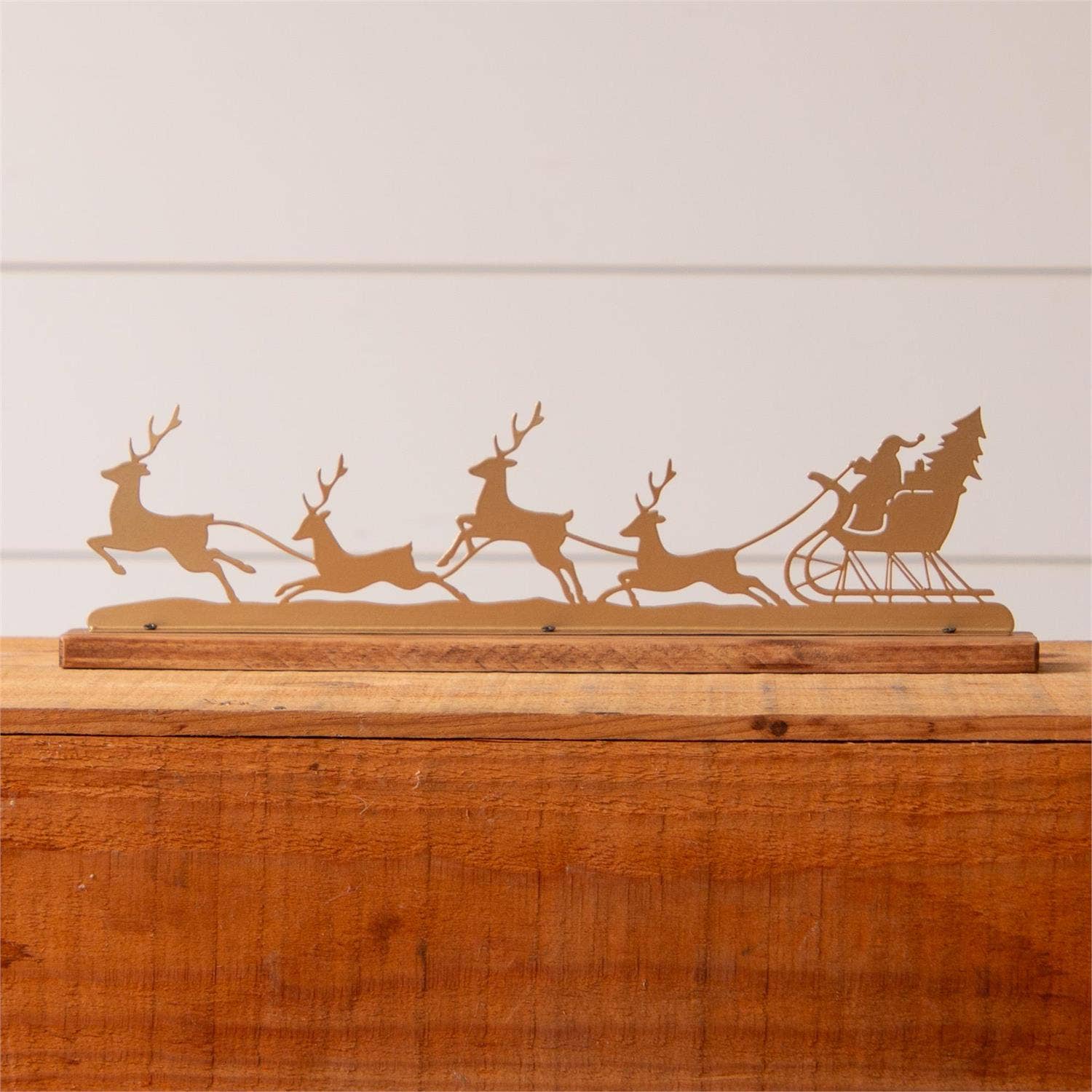 Santa And Reindeer Gold Silhouette - Pure Apotheca