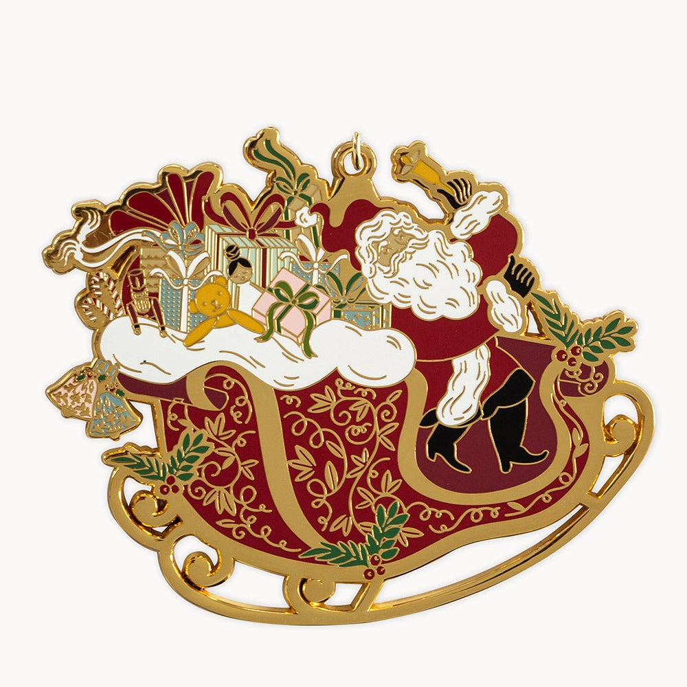 Santa Sleigh Ride Enamel Ornament - Pure Apotheca