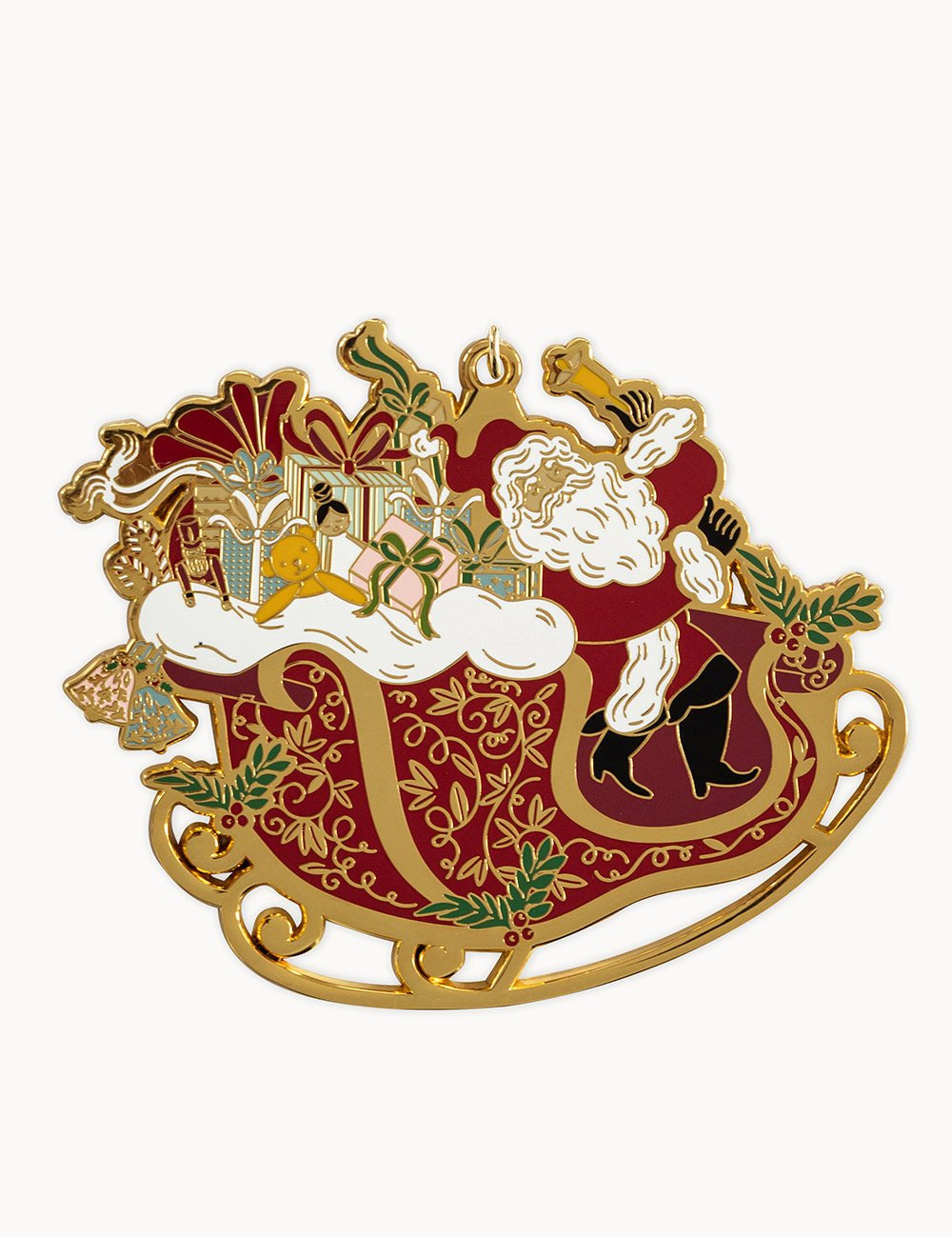 Santa Sleigh Ride Enamel Ornament - Pure Apotheca