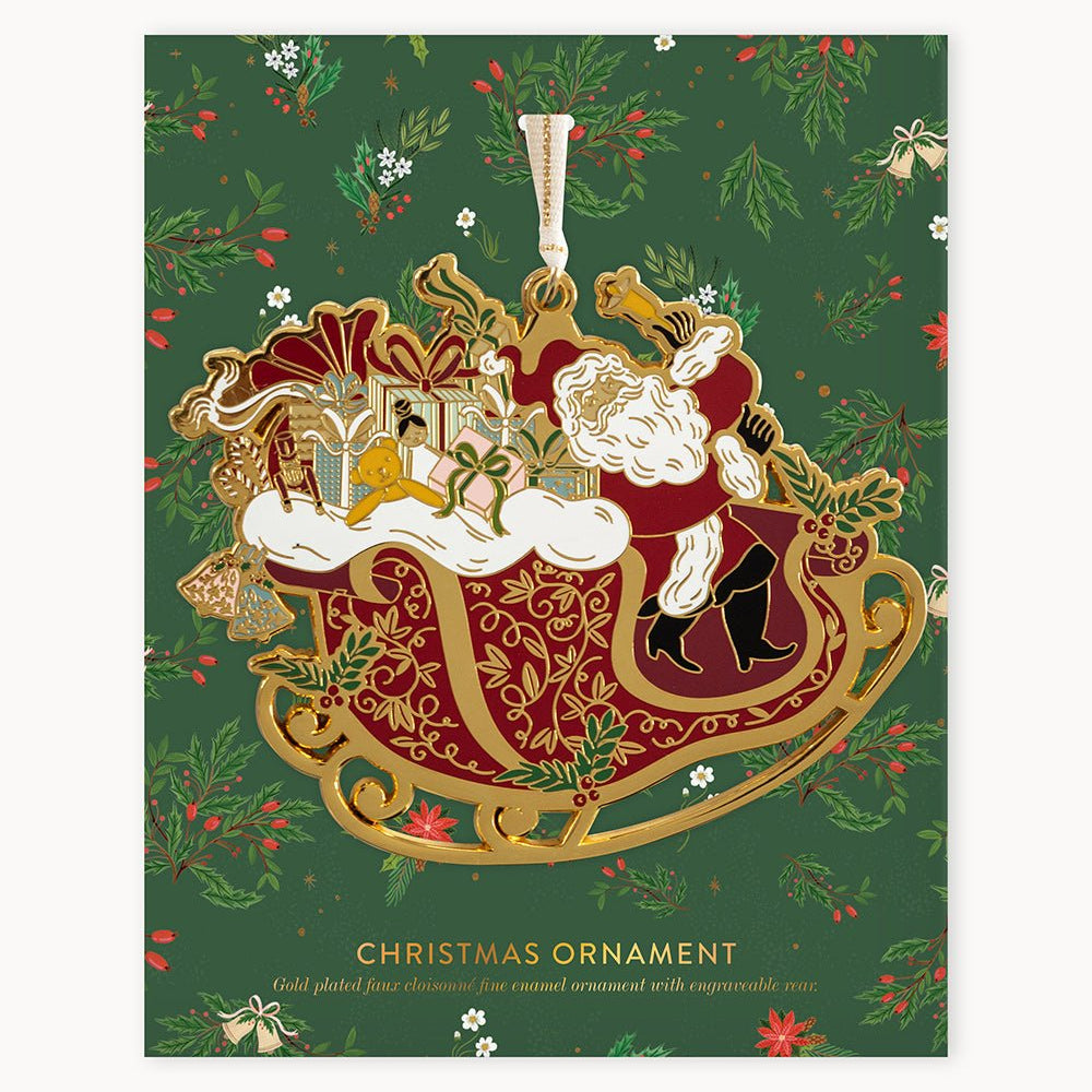 Santa Sleigh Ride Enamel Ornament - Pure Apotheca