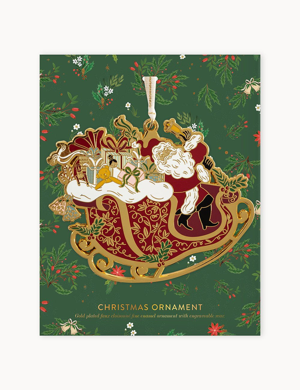 Santa Sleigh Ride Enamel Ornament - Pure Apotheca