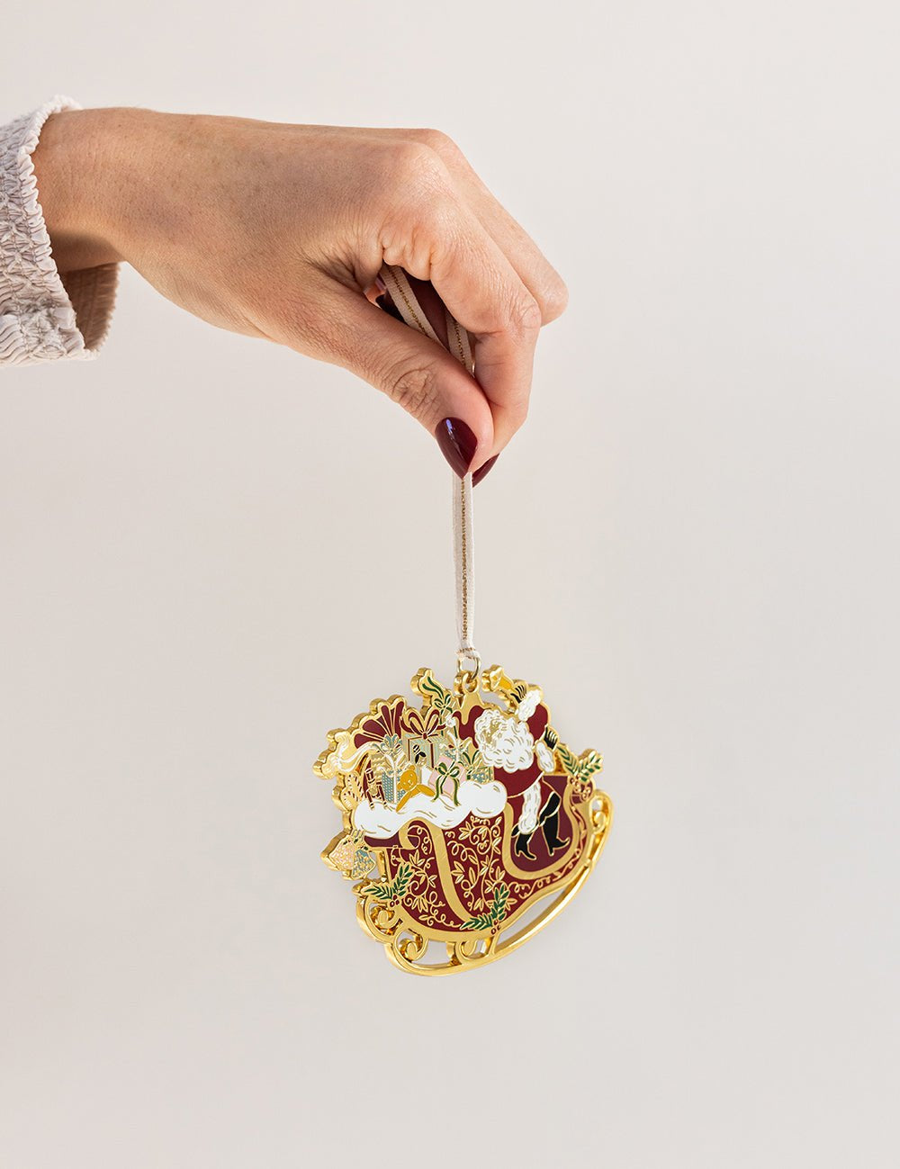 Santa Sleigh Ride Enamel Ornament - Pure Apotheca