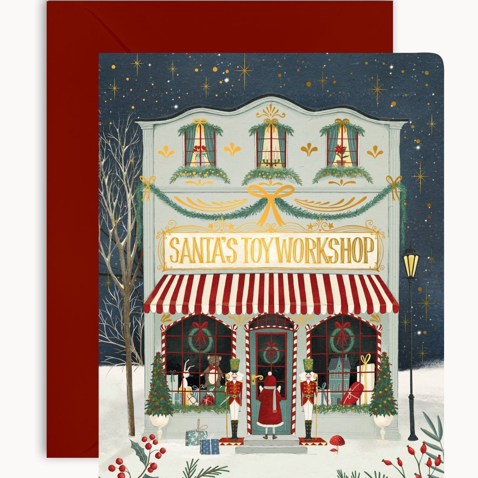 Santa Toys Workshop Christmas Card - Pure Apotheca