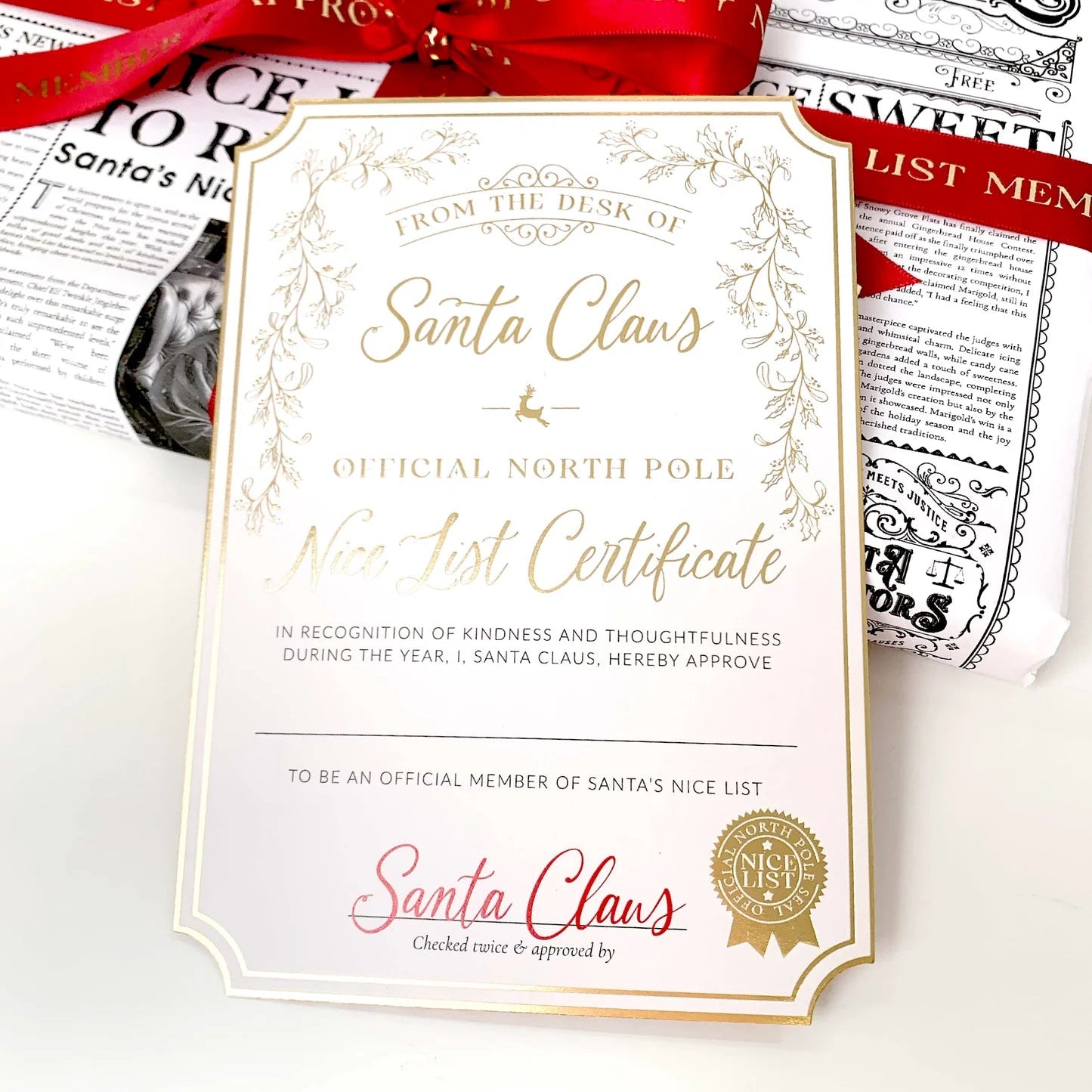 Santa's Nice List Certificate - Gold White - Pure Apotheca