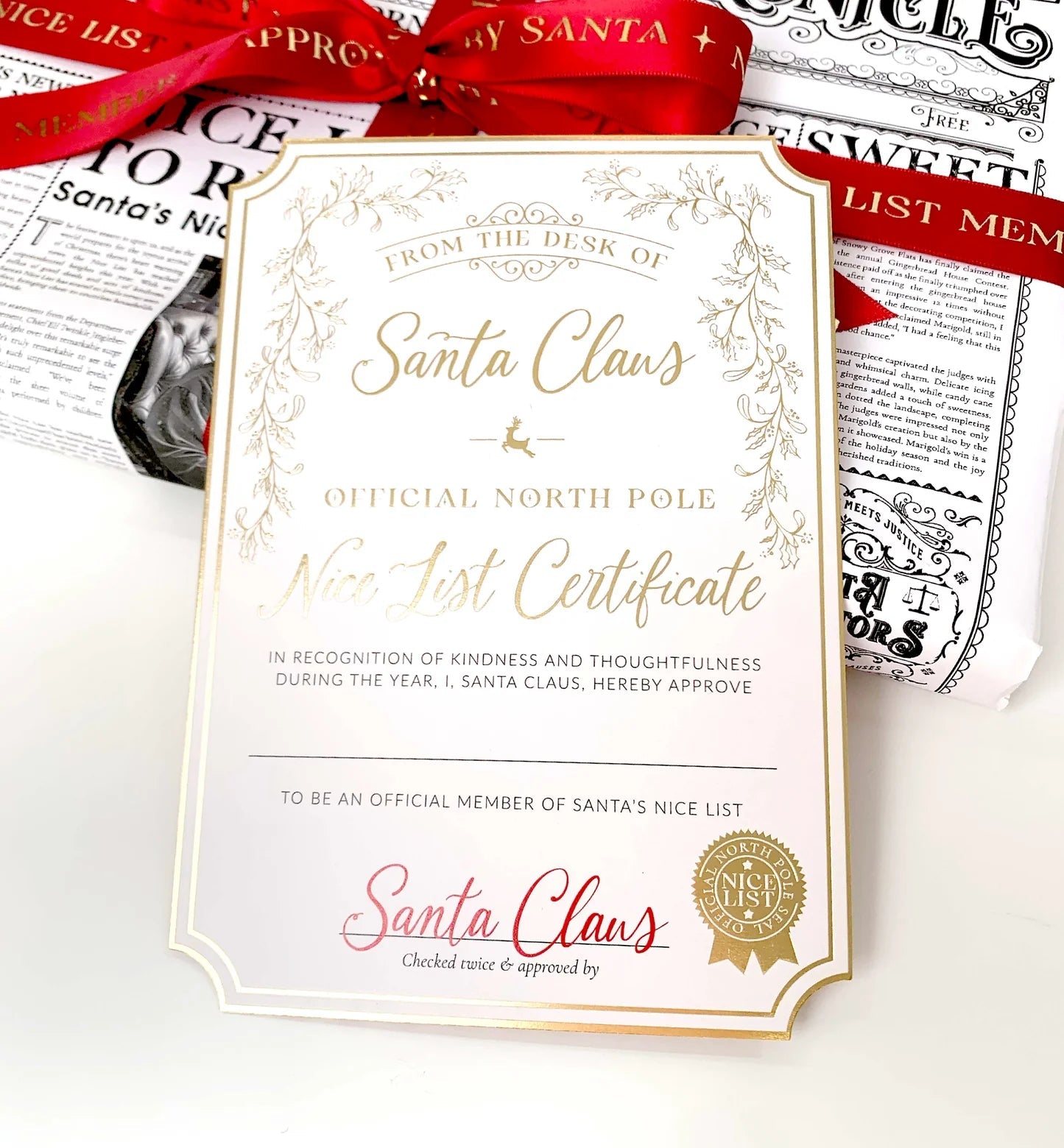 Santa's Nice List Certificate - Gold White - Pure Apotheca