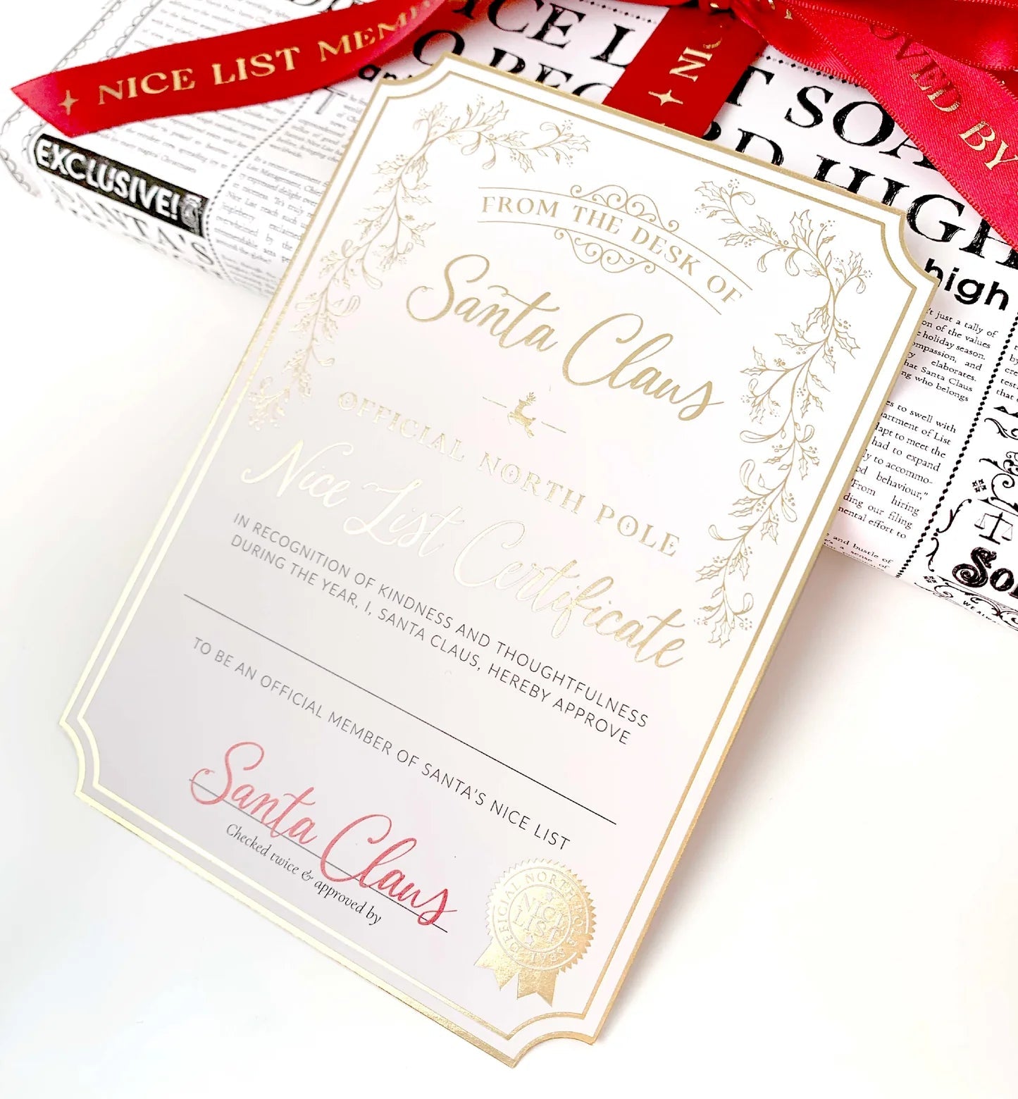 Santa's Nice List Certificate - Gold White - Pure Apotheca