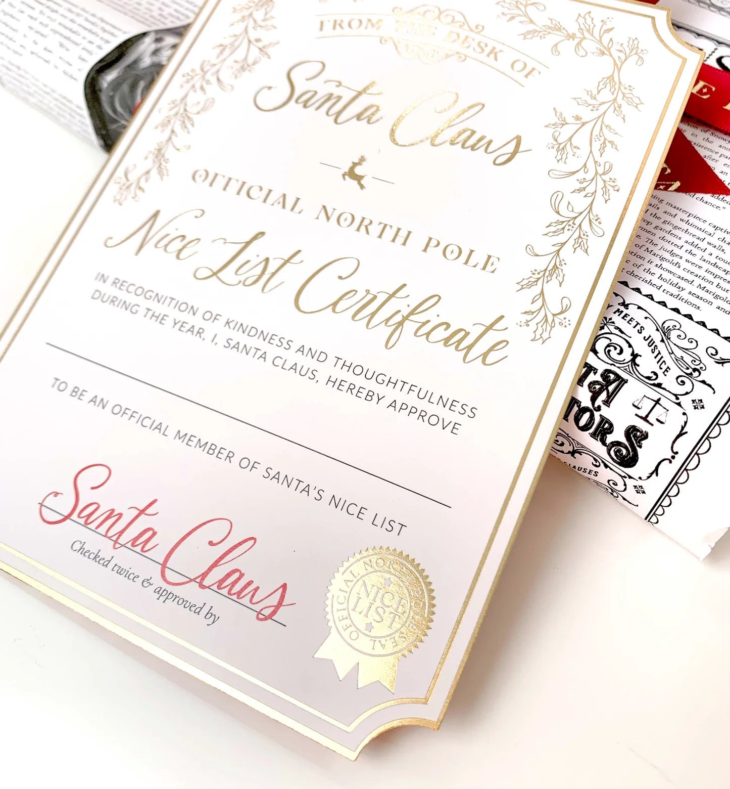 Santa's Nice List Certificate - Gold White - Pure Apotheca