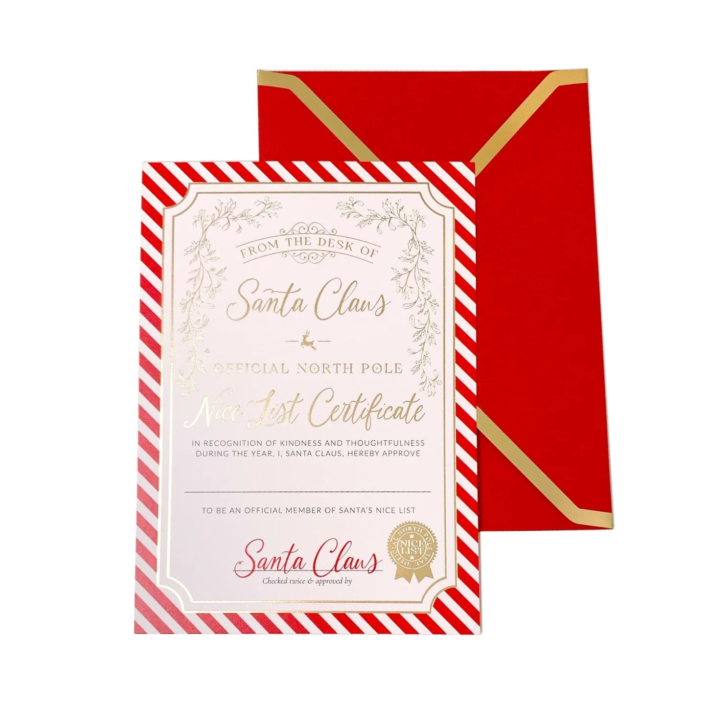 Santa's Nice List Certificate - Red White Stripe - Pure Apotheca
