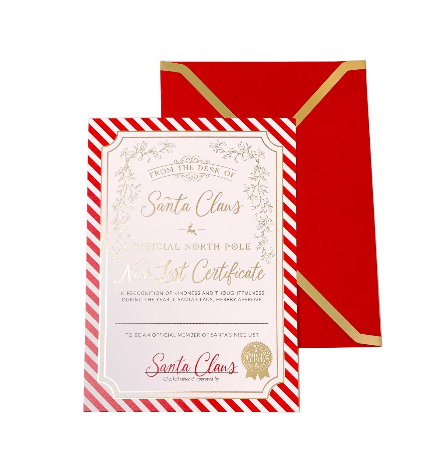 Santa's Nice List Certificate - Red White Stripe - Pure Apotheca