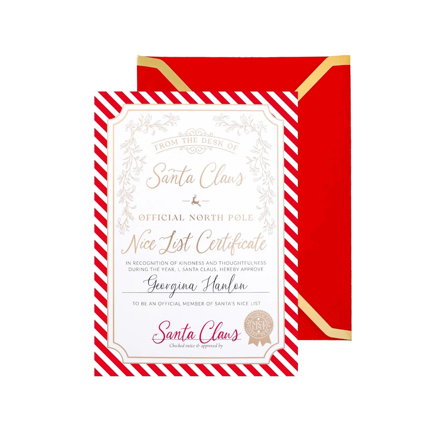 Santa's Nice List Certificate - Red White Stripe - Pure Apotheca