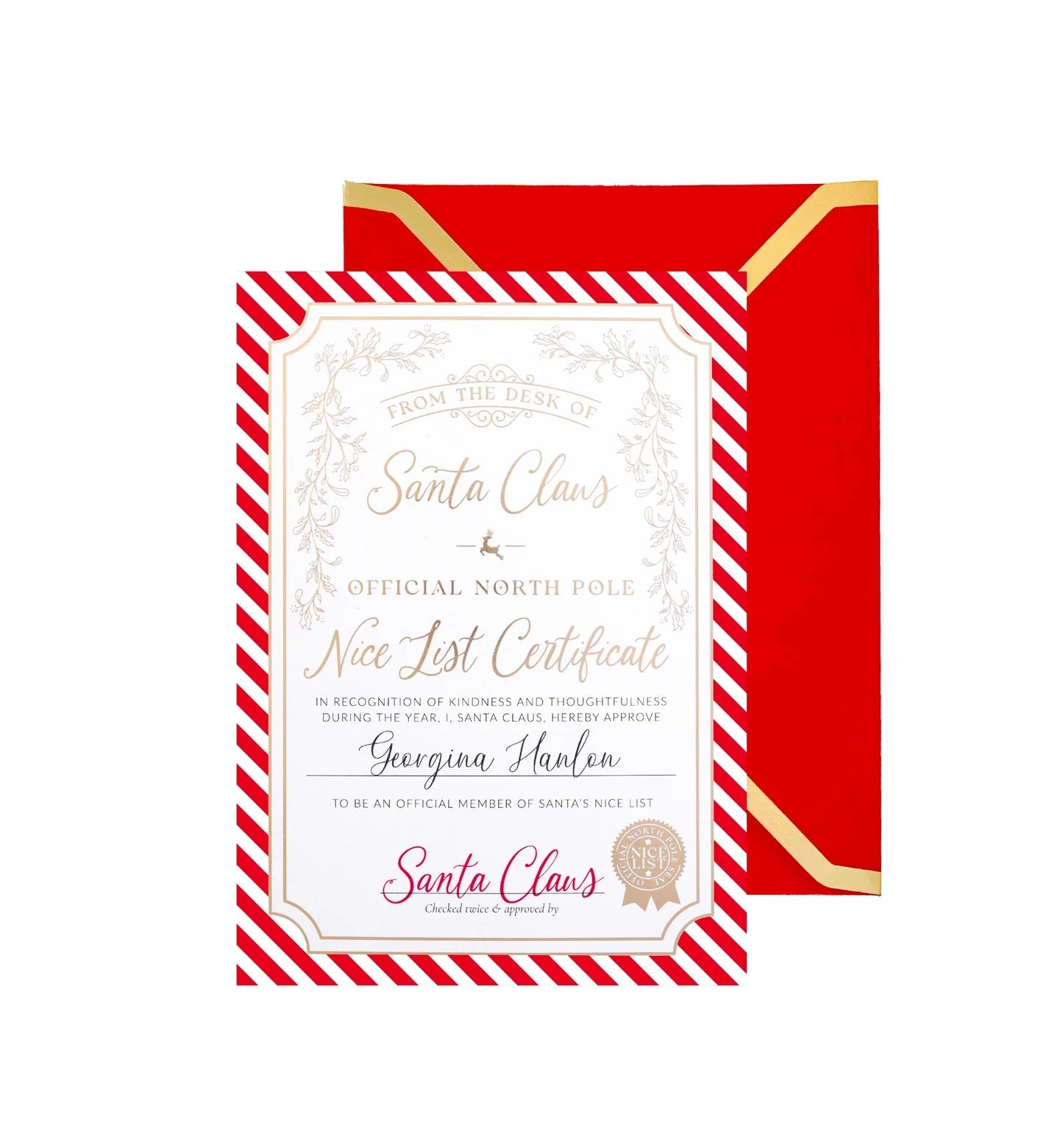 Santa's Nice List Certificate - Red White Stripe - Pure Apotheca