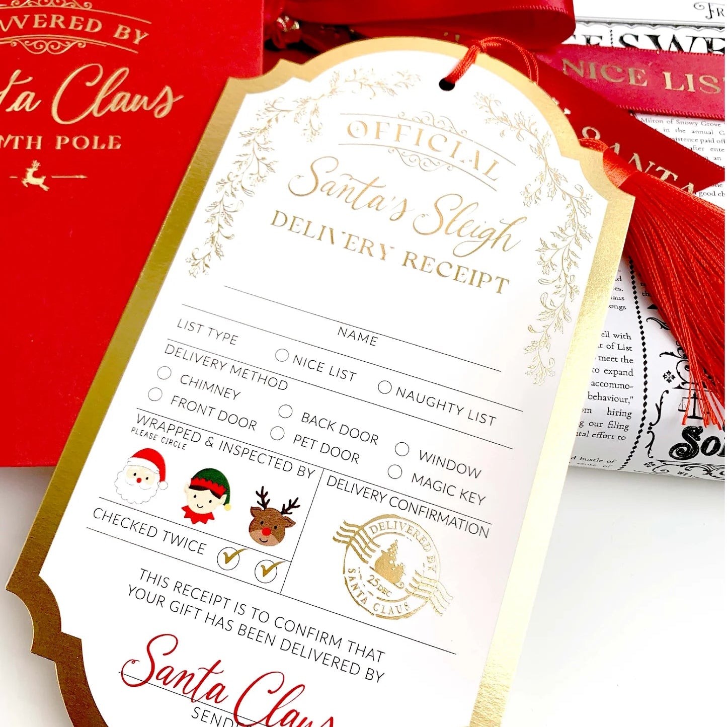 Santa's Sleigh Delivery Receipt Christmas Gift Tag - Pure Apotheca