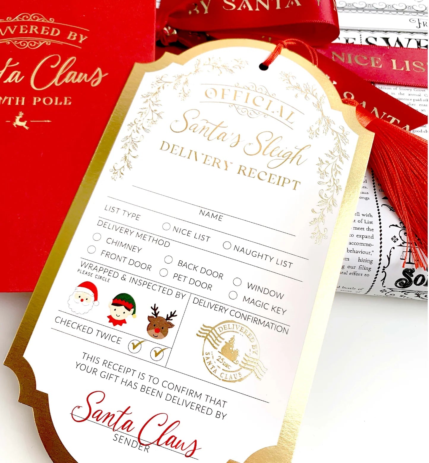 Santa's Sleigh Delivery Receipt Christmas Gift Tag - Pure Apotheca