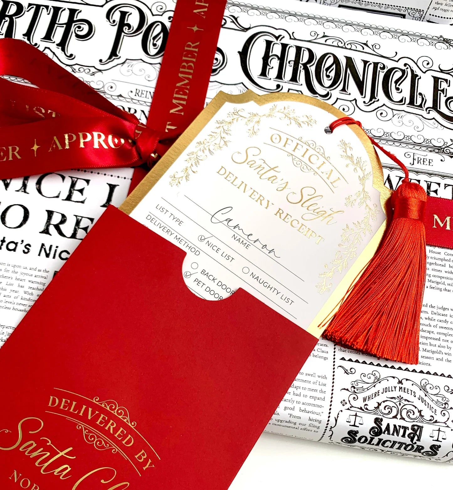 Santa's Sleigh Delivery Receipt Christmas Gift Tag - Pure Apotheca