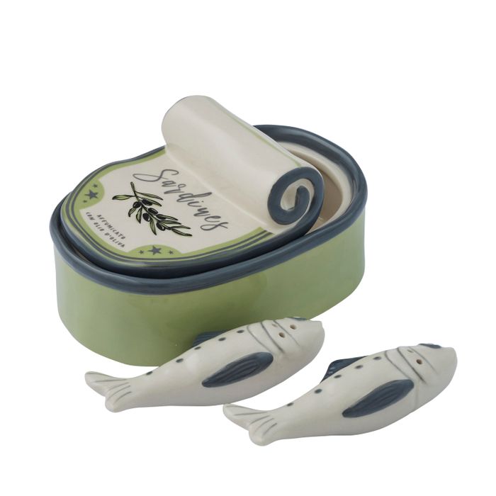 Sardina 3pc Ceramic Salt & Pepper Set - Pure Apotheca