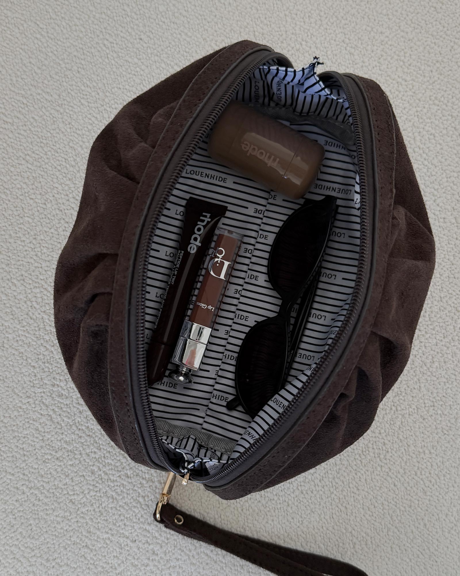 Sarski Makeup Bag Suedette Chocolate - Pure Apotheca