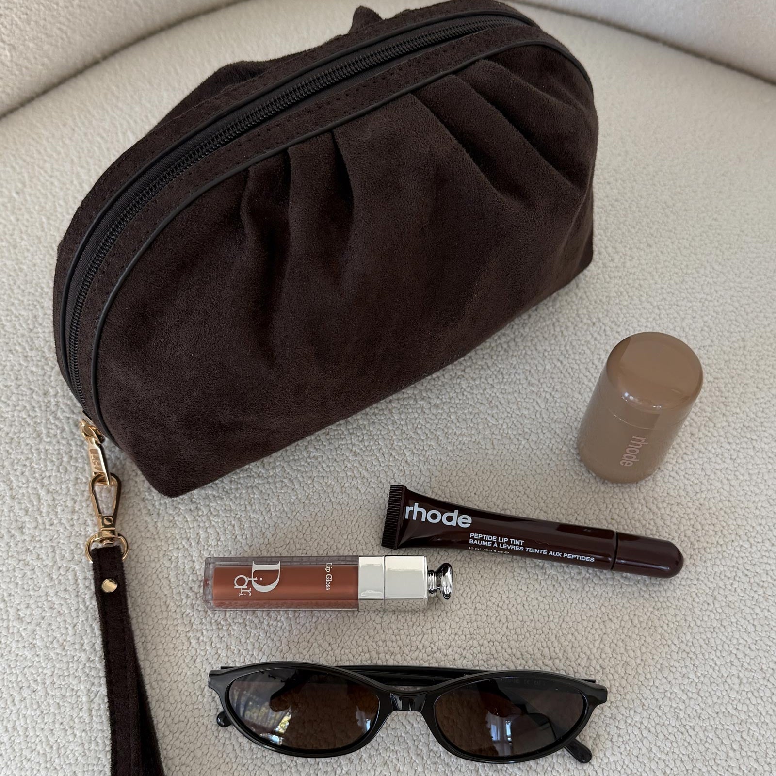 Sarski Makeup Bag Suedette Chocolate - Pure Apotheca