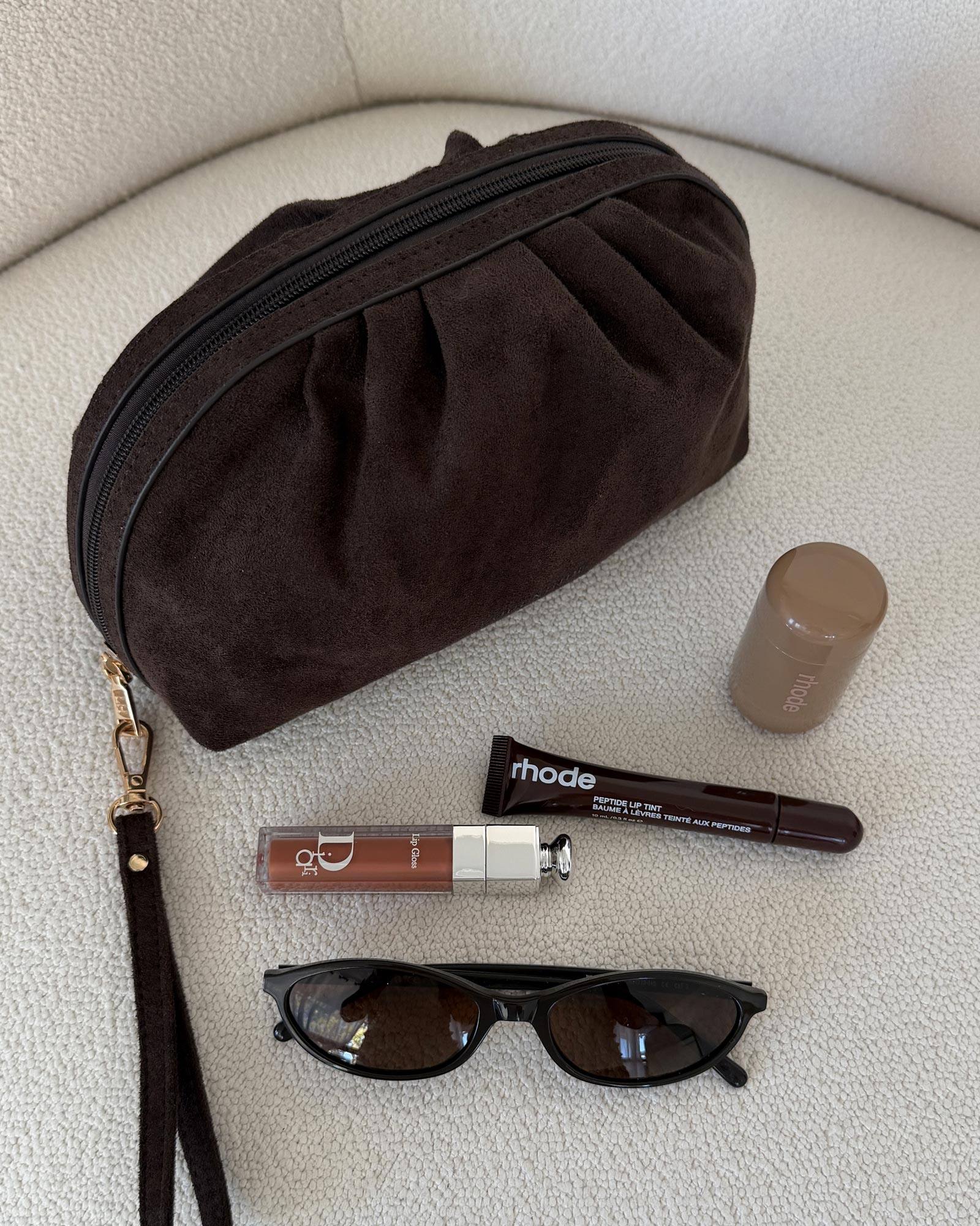 Sarski Makeup Bag Suedette Chocolate - Pure Apotheca