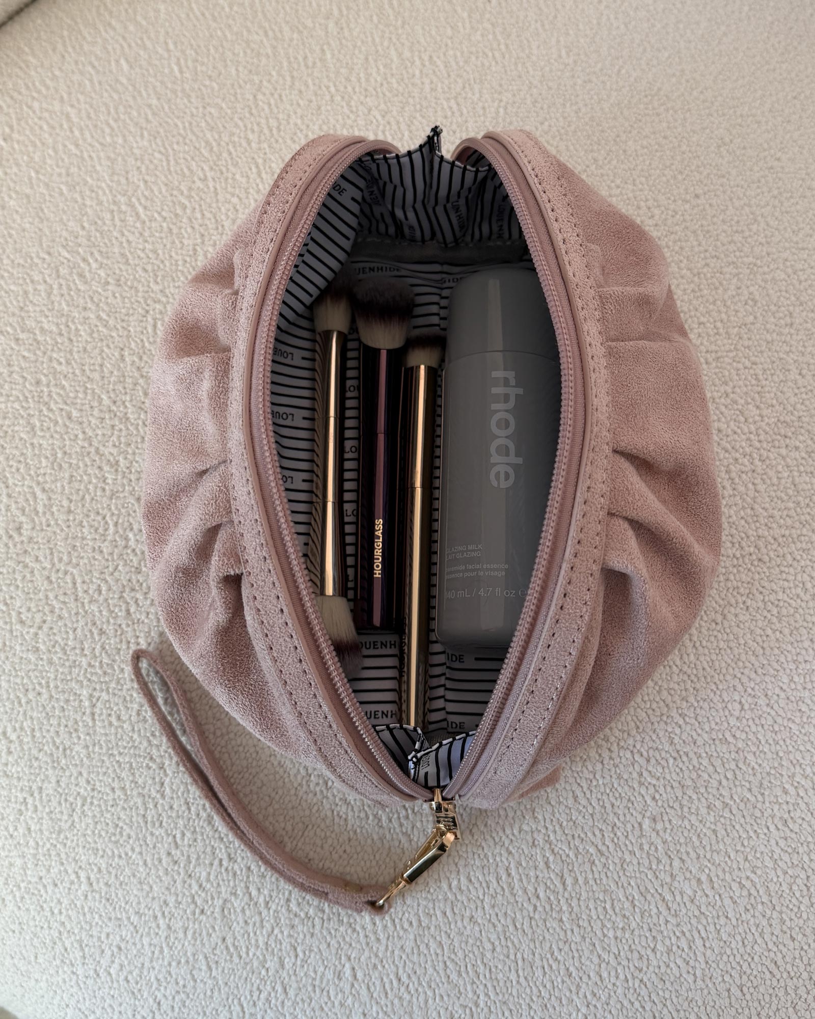 Sarski Makeup Bag Suedette Pale Pink - Pure Apotheca