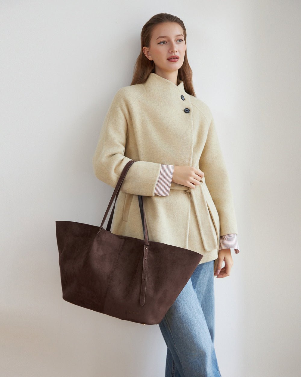Sawyer Tote Bag Suedette Chocolate - Pure Apotheca