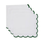 SCALLOP WHITE/ SPRUCE NAPKIN SET/4 - Pure Apotheca