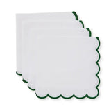 SCALLOP WHITE/ SPRUCE NAPKIN SET/4 - Pure Apotheca