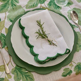 SCALLOP WHITE/ SPRUCE NAPKIN SET/4 - Pure Apotheca