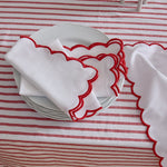 SCALLOP WHITE/RED NAPKIN SET/4 - Pure Apotheca