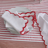 SCALLOP WHITE/RED NAPKIN SET/4 - Pure Apotheca