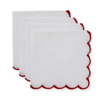 SCALLOP WHITE/RED NAPKIN SET/4 - Pure Apotheca