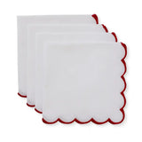 SCALLOP WHITE/RED NAPKIN SET/4 - Pure Apotheca