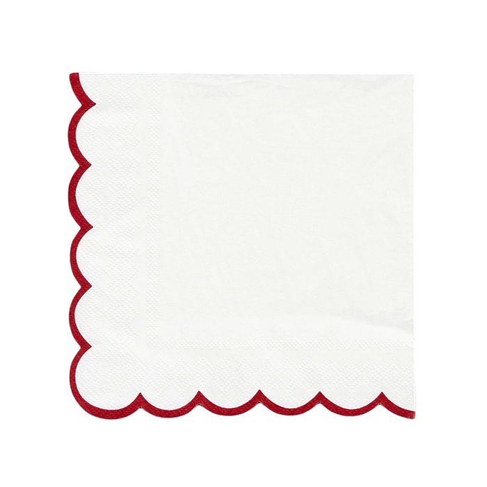 Scalloped Red Trim Paper Napkins 20pk - Pure Apotheca