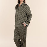 Scarlett Printed Silky Satin PJ Set Olive - Pure Apotheca