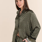Scarlett Printed Silky Satin PJ Set Olive - Pure Apotheca