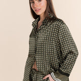 Scarlett Printed Silky Satin PJ Set Olive - Pure Apotheca