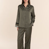 Scarlett Printed Silky Satin PJ Set Olive - Pure Apotheca