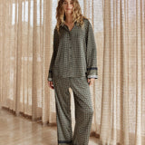 Scarlett Printed Silky Satin PJ Set Olive - Pure Apotheca