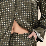 Scarlett Printed Silky Satin PJ Set Olive - Pure Apotheca