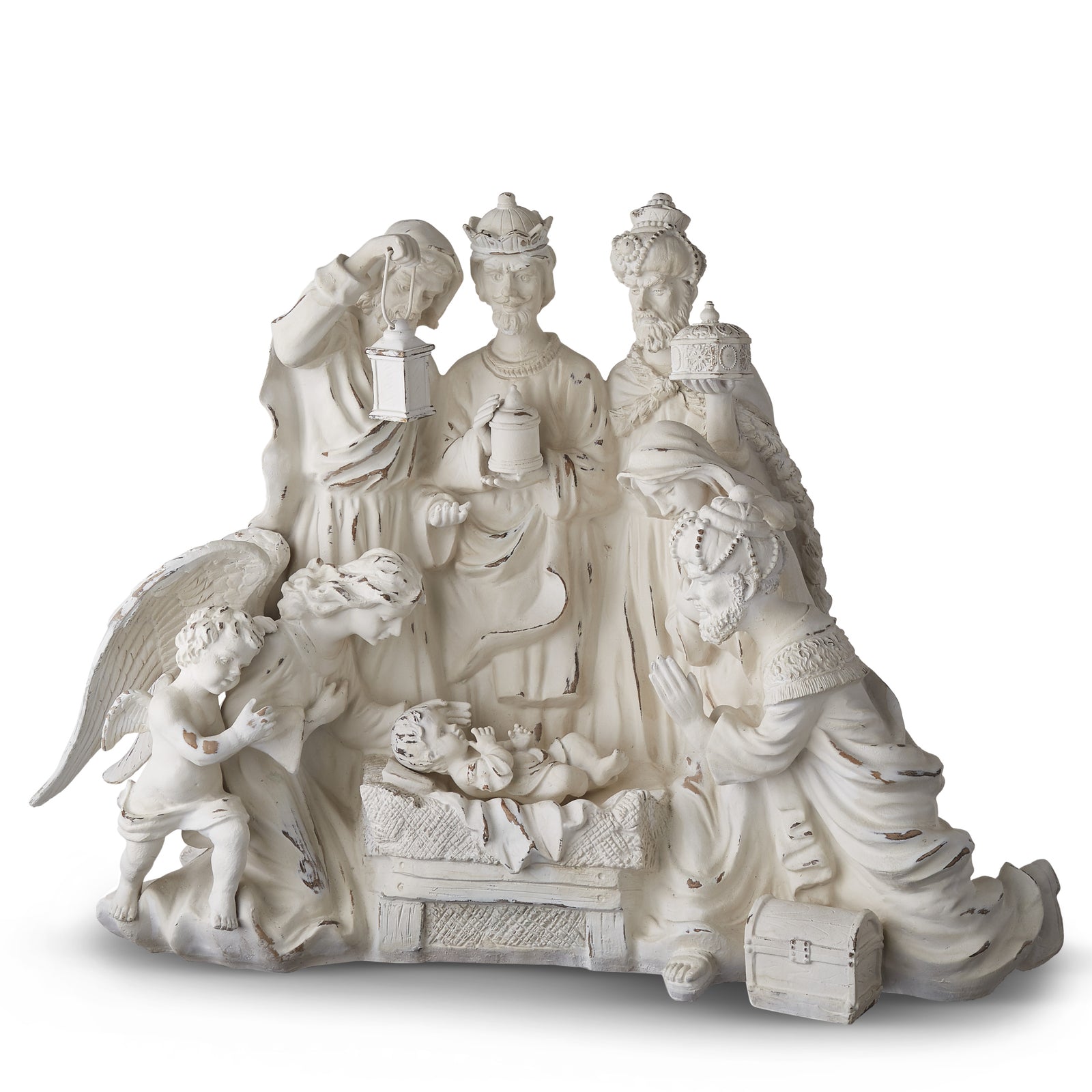 Seasons Frost Distressed White Nativity - 70.5cm/27.75" - Pure Apotheca