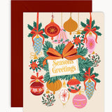Seasons Greetings Christmas Vintage Baubles Christmas Card - Pure Apotheca