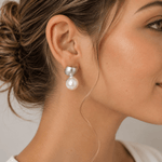 Serenia Teardrop Pearl Silver Stud Earrings - Pure Apotheca