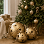 Set of 3 Large Round Gold Bells on Rope - Pure Apotheca