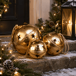 Set of 3 Large Round Gold Bells on Rope - Pure Apotheca