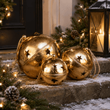 Set of 3 Large Round Gold Bells on Rope - Pure Apotheca