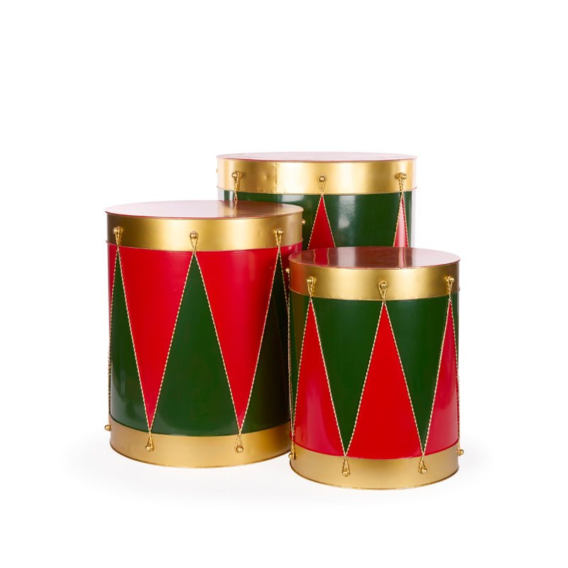 SET OF 3 TRADITIONAL RED AND GREEN DRUMS - Pure Apotheca